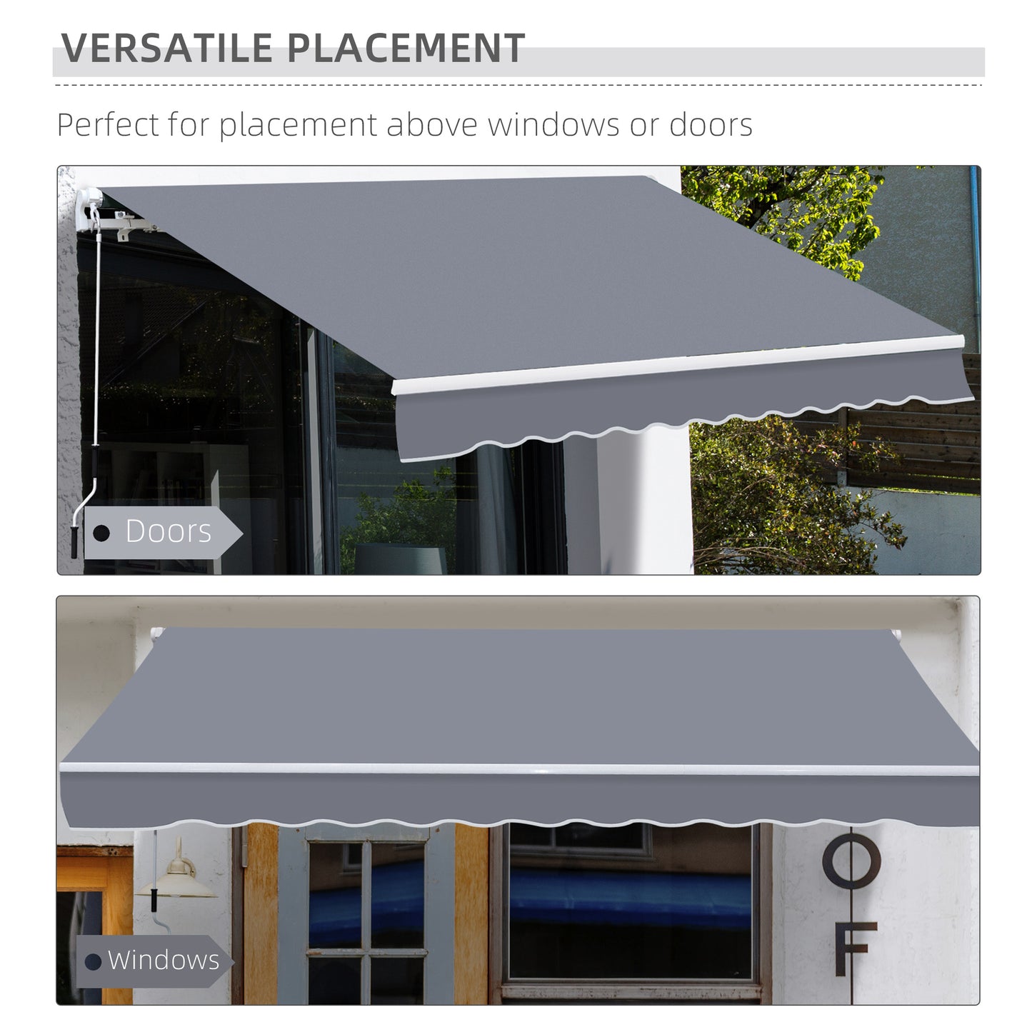 Manual Retractable Awning, size (4m x3m)-Grey