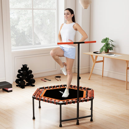 45" Rebounder Trampoline for Adults, Quiet Bungee Rebounder with LED Lights and Adjustable Handle, Orange
