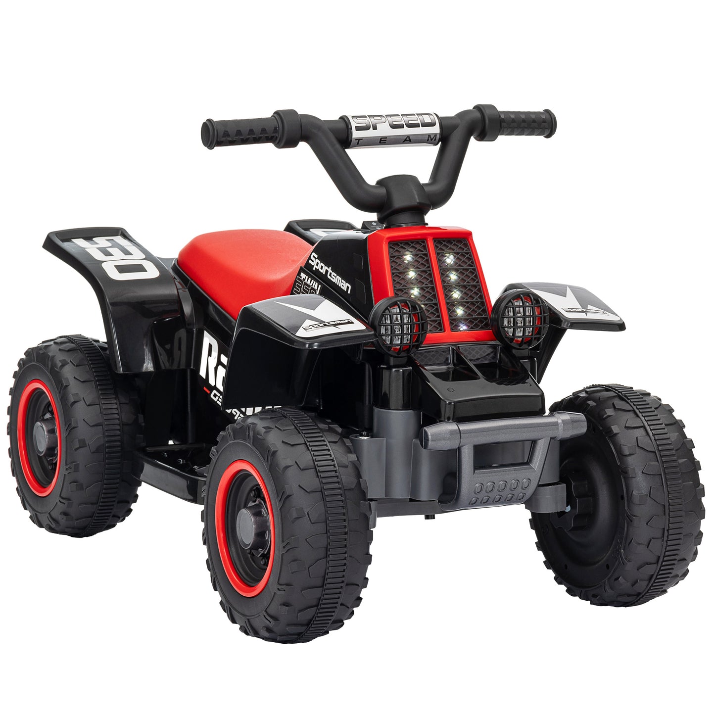 6V Electric Quad Bike for Kids, Ride On ATV w/ Forward/Reverse, Headlights, for Ages 18-36 Months, Black