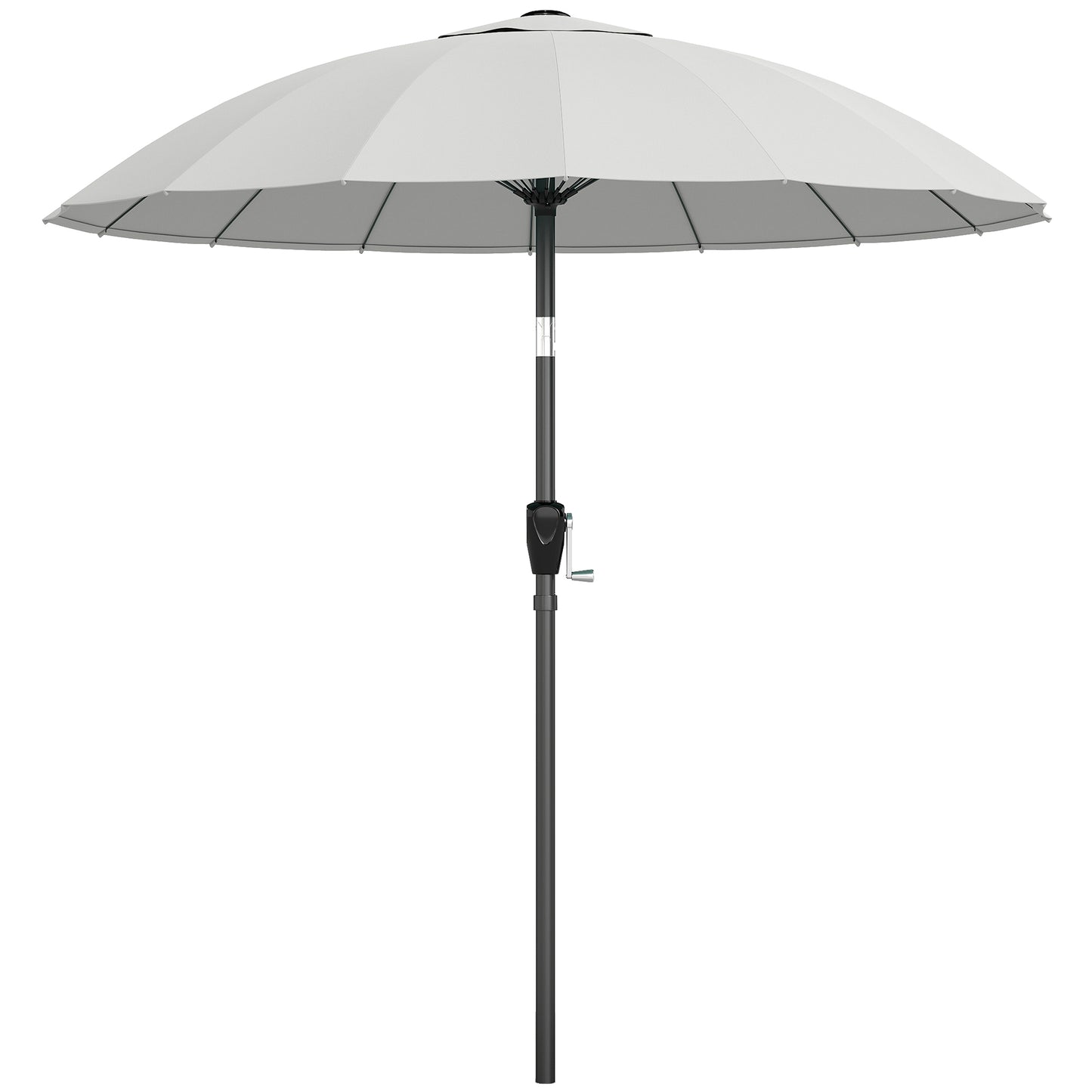 2 m Shanghai Garden Parasol Umbrella with 16 Fibreglass Ribs, Outdoor Parasol Sun Shade with Crank & Tilt, Light Grey