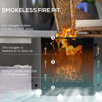 Smokeless Fire Pit, 38cm Portable Wood Burning Firepit with Spark Screen and Poker