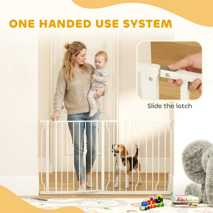Extra Wide Dog Safety Gate, with Door Pressure, for Doorways, Hallways, Staircases - White