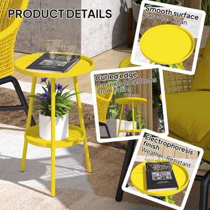 Two-Tier Metal Garden Table - Yellow