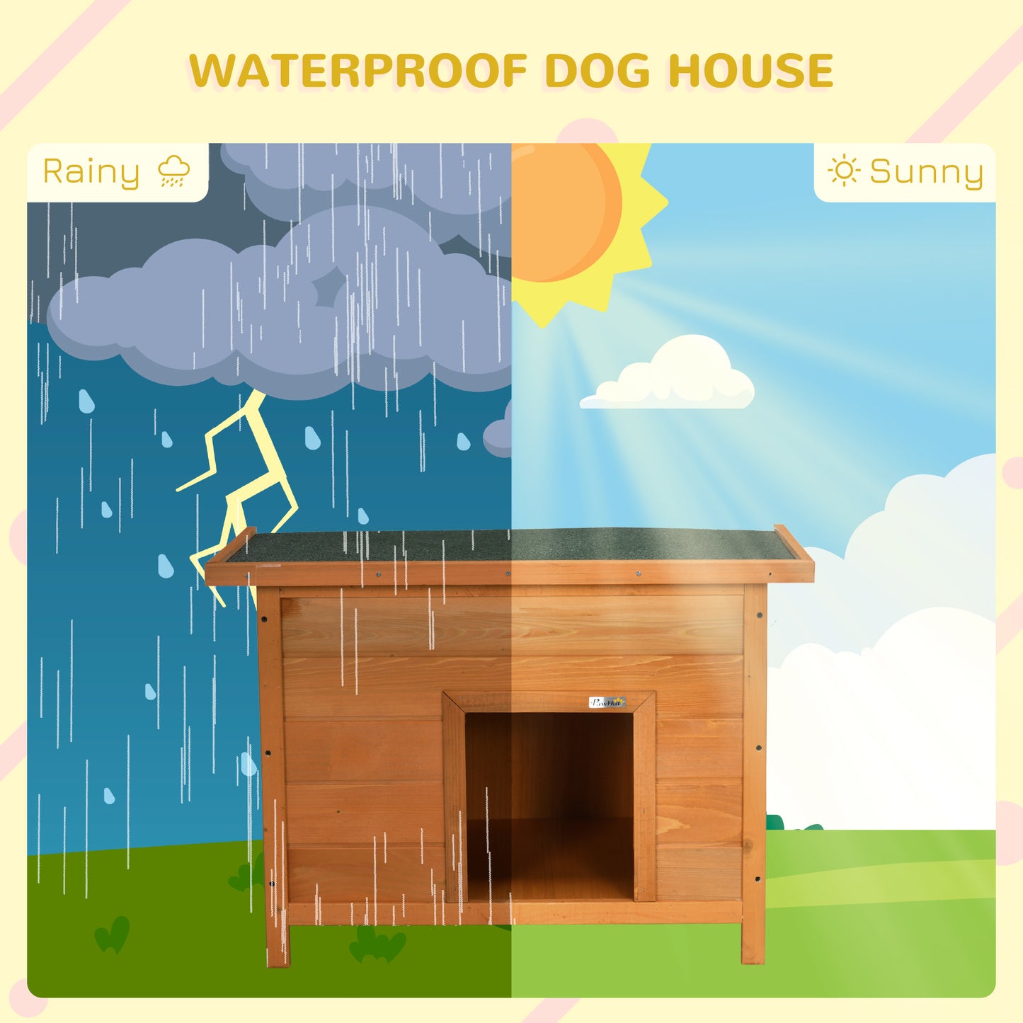 Wooden Dog Kennel Elevated Dog Pet House w/ Open Top 82W x 58D x 58H cm