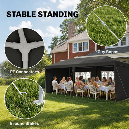 2.95 x 5.83 m Semi-Open Gazebo - Dark Grey