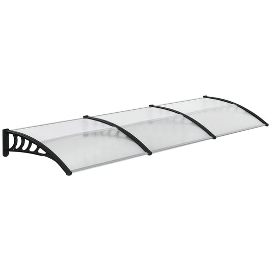 Front Door Canopy, Outdoor Awning, 303 x 96cm Rain Shelter for Window, Porch and Front/Back Door, Clear