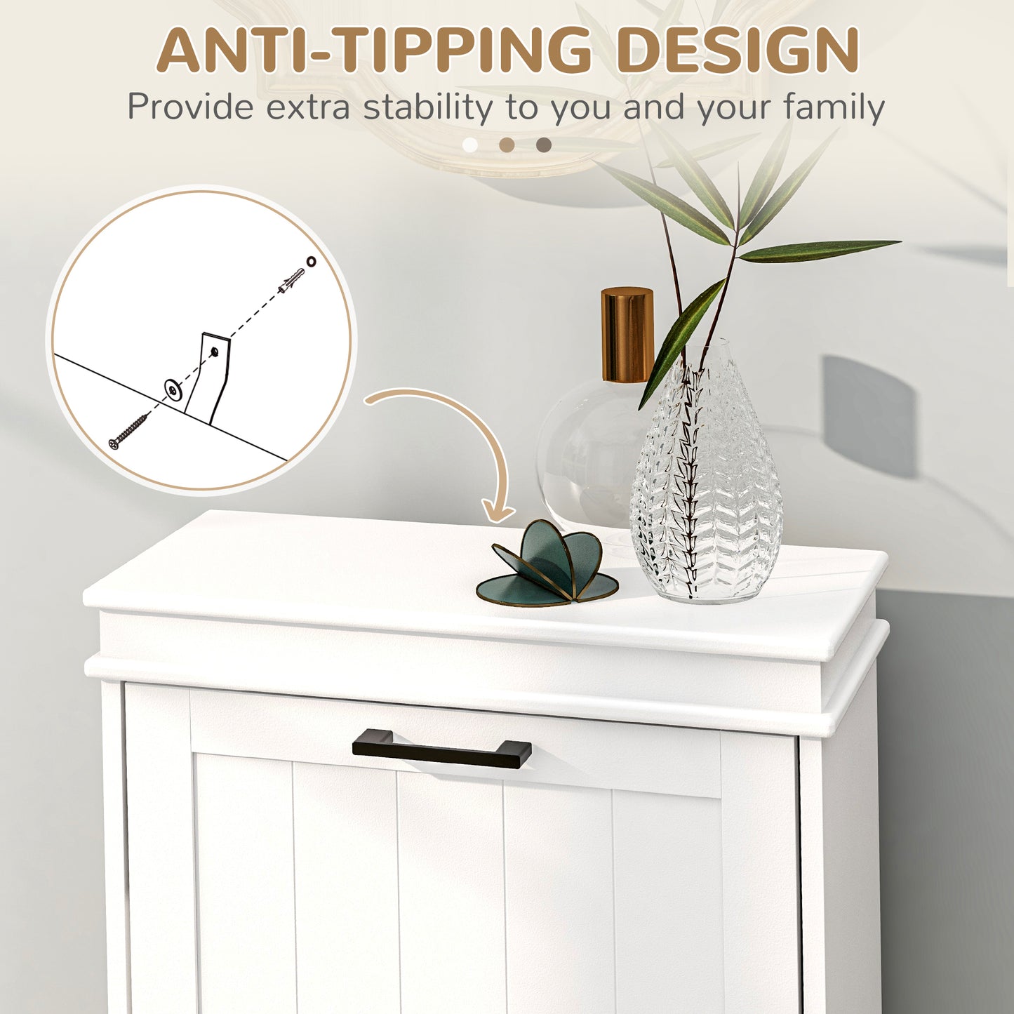 Two-Drawer Minimalistic 10-Shoe Cabinet - White