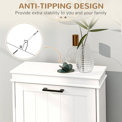 Two-Drawer Minimalistic 10-Shoe Cabinet - White