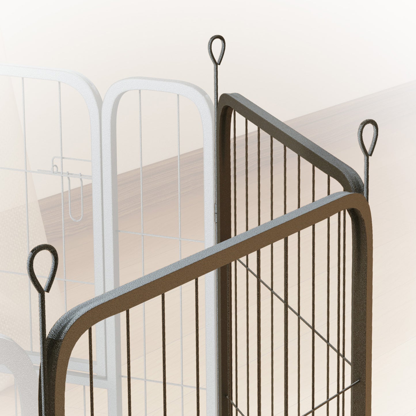 Two-Piece Dog Pen Expansion Pack for Medium Dogs, 80cm Tall Animal Pen with Three Connecting Stakes