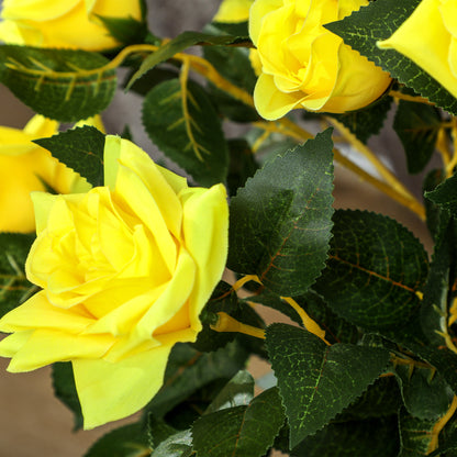 Set of 2 Artificial Plants White Rose Floral in Pot, Fake Plants for Home Indoor Decor, 90cm, Yellow