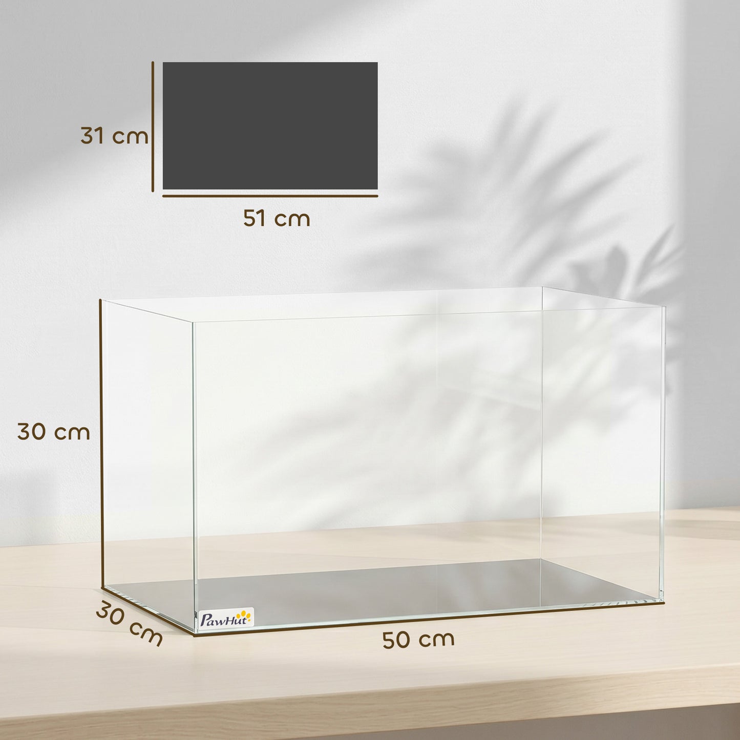 Fish Tank Bare Glass for DIY Glass Aquarium with Protective Base Mat 43L Transparent for Fish Shrimps