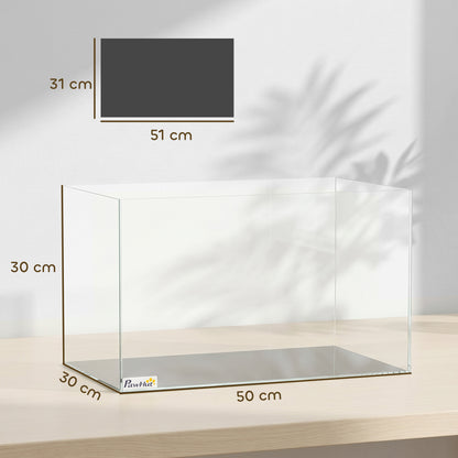 Fish Tank Bare Glass for DIY Glass Aquarium with Protective Base Mat 43L Transparent for Fish Shrimps