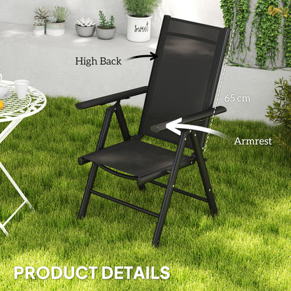 Set of 2 Folding Garden Chairs, Aluminium Frame Outdoor Dining Chairs with Breathable Mesh Back and Seat