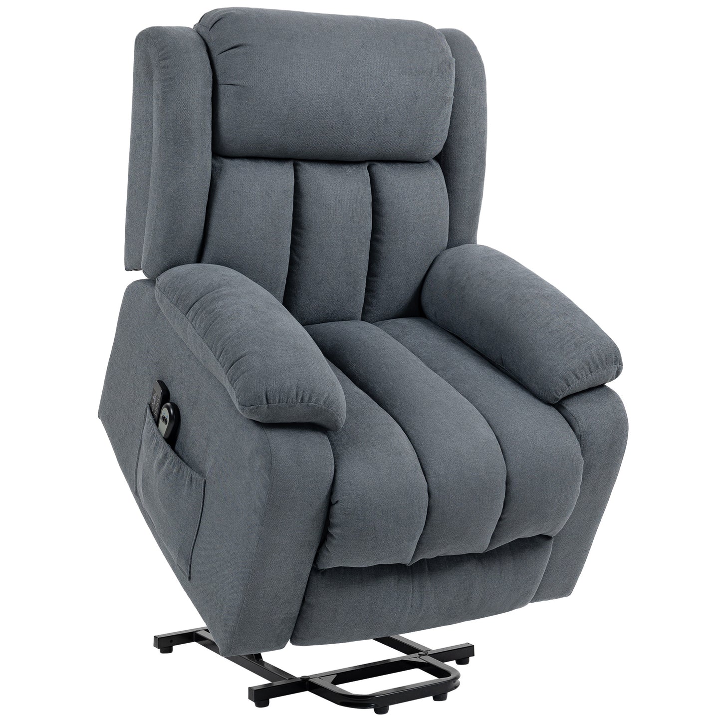 Power Lift Recliner Chair with Vibration Massage, Lift Chair for Elderly with Footrest, Remote, Side Pocket, Grey
