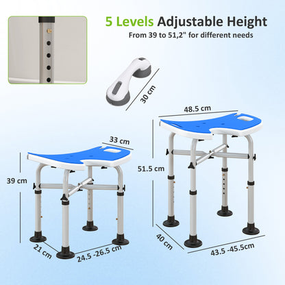39-51.5cm 'U' Seat Padded Shower Stool - Dark Blue