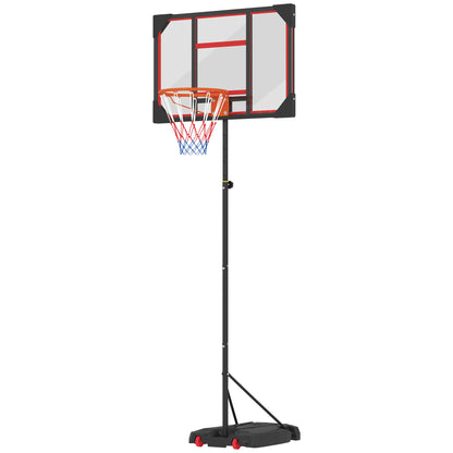 Basketball Hoop Outdoor Indoor, 210-260cm Height Adjustable Basketball Hoop with Wheels, Larger Base, for 6+ Years, Red