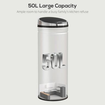 50L Stainless Steel Sensor Bin - Silver Tone