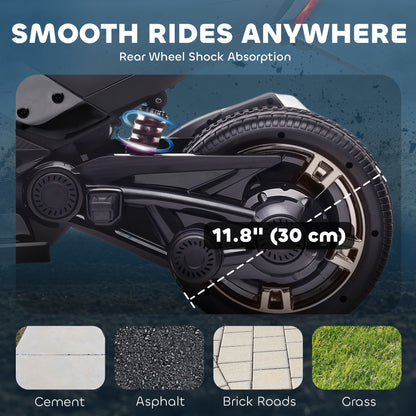 12V Kids Electric Ride On Car with 3 Wheeler, MP3 Player, Horn, 2 Speeds, LED Lights for Boys & Girls Ages 3-8, Black