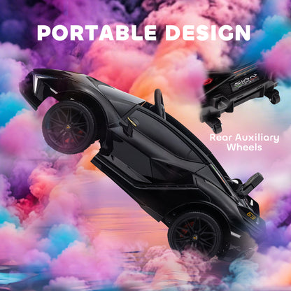 Lamborghini Sian Licensed Electric Car for Kids, 12V Kids Electric Ride on Car with Dual Motors, Remote Control, Black