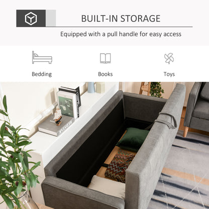 3 Seater Storage Sofa, Fabric Couch with Hidden Under Seat Storage, Thick Cushions