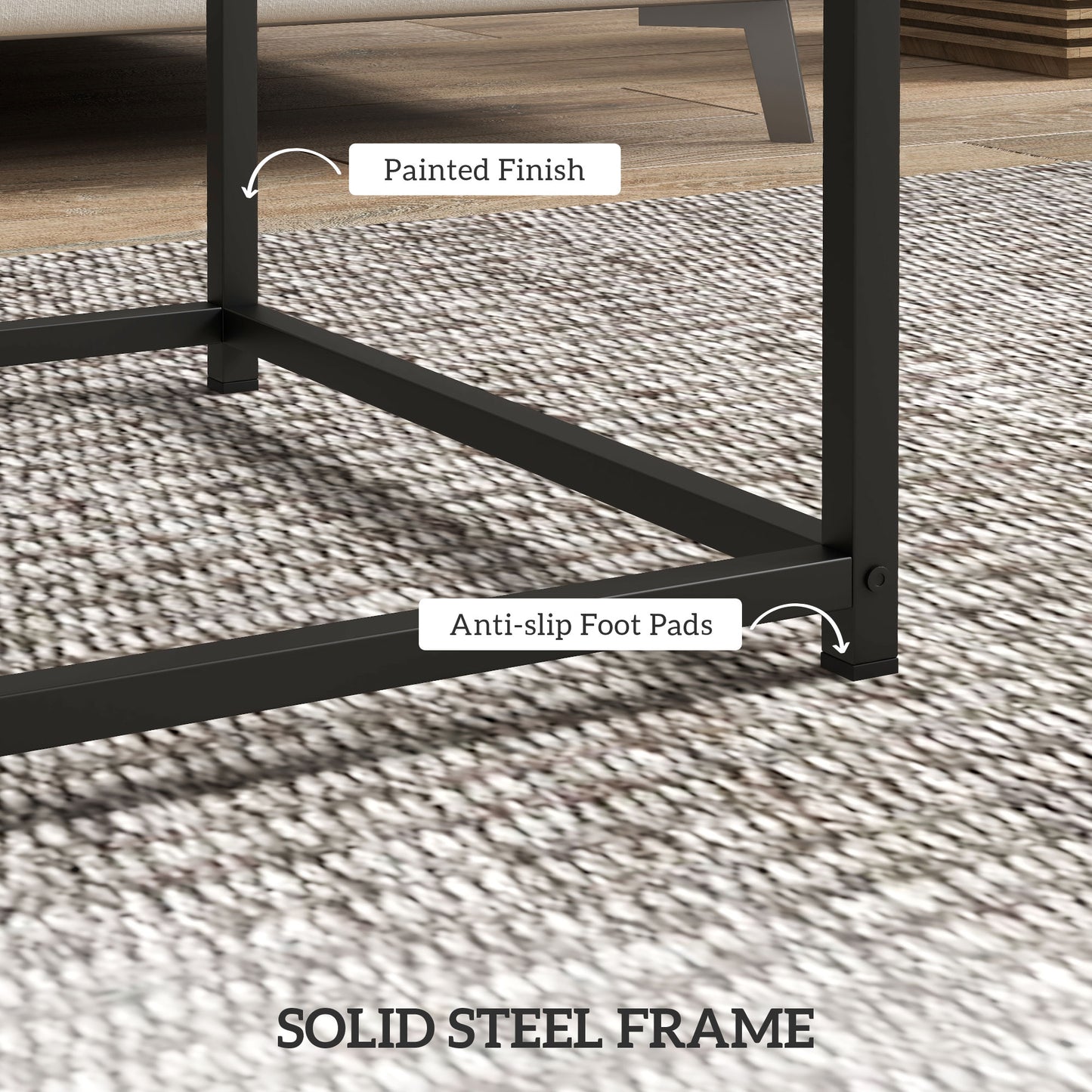 Coffee Table Set of 2, Nest of Tables with 3.5cm Thick Tabletop, Grey