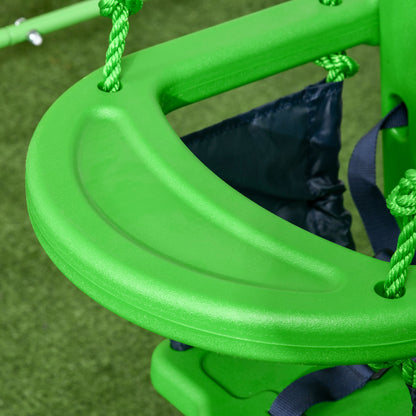 Kids Swing, Steel Nursery Swing, with Seatbelt, High Support Back, Front Guard, for Ages 6-36 Months - Green