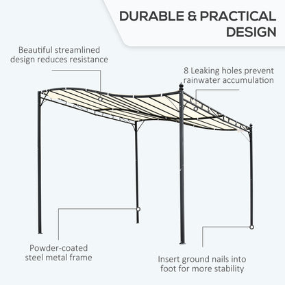 3x3 m Wall Mounted Garden Porch with UV Protection, Cream White