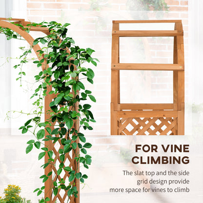 Raised Garden Bed with Arch Trellis, Freestanding Garden Planter Box for Vine Climbing Plant Flower Herb, Brown
