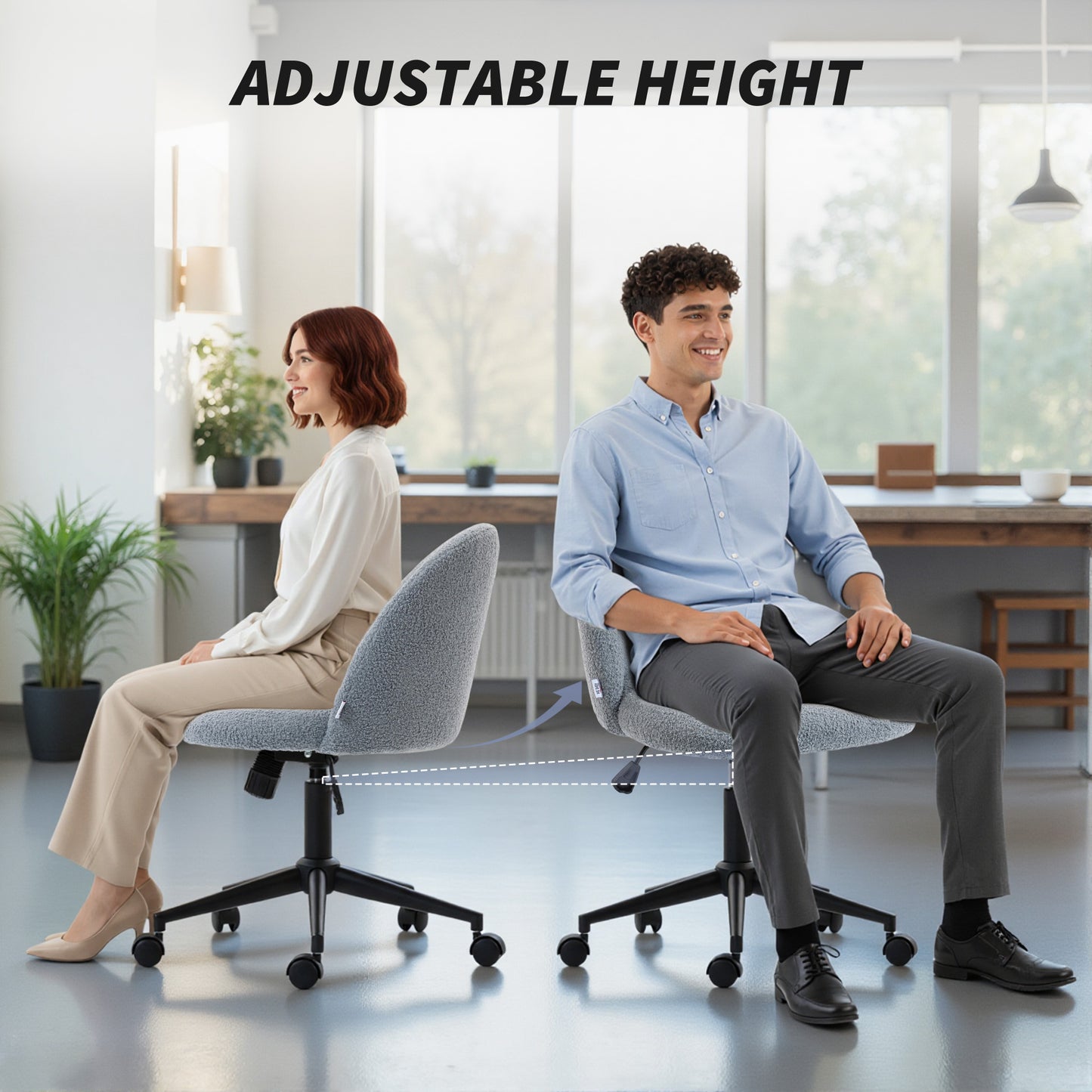 Teddy Fleece Office Chair with Wheels - Grey