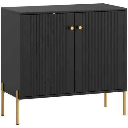 Sideboard Buffet Cabinet, Coffee Bar Cabinet with Fluted Doors and Adjustable Shelf, Black