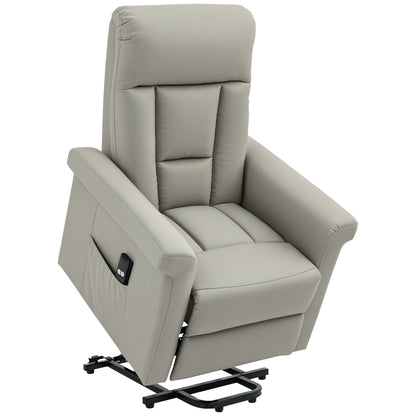 Power Lift Chair Armchair for the Elderly, PU Leather Recliner Chair with Extended Footrest, Remote Control and Side Pocket