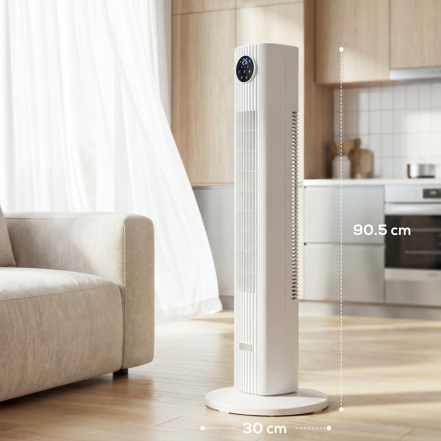 28dB Tower Fan for Bedroom, 36 inch, 8 m/s Velocity Standing Cooling Fan with 80° Oscillating, BLDC Motor, 12 Speeds