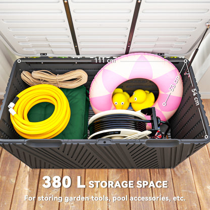 380L Waterproof Outdoor Storage Box, with Lockable Lid - Black