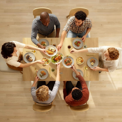 Folding Dining Table for 4-6, Rectangular Extendable Drop Leaf Table for Small Spaces, 140 x 80 x 77.5 cm, Natural
