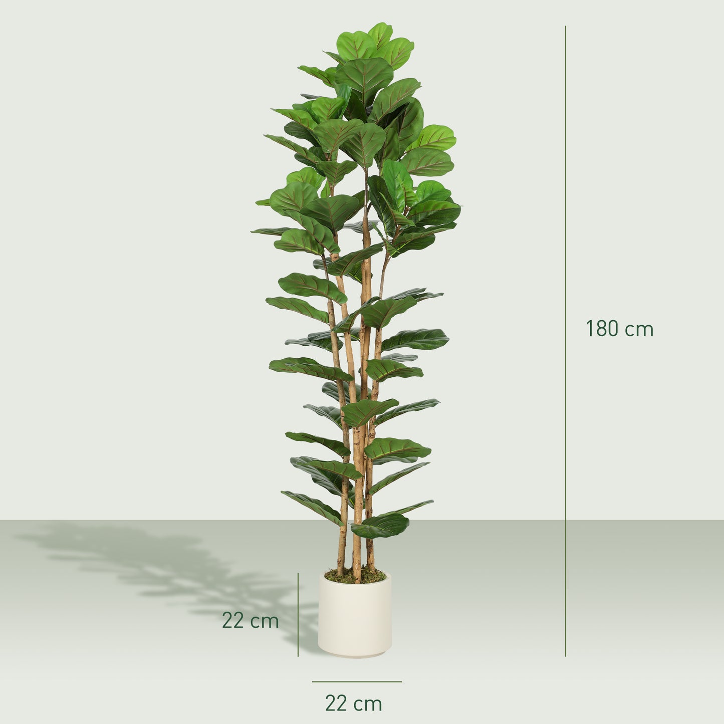 180cm Artificial Fiddle Leaf Fig Tree - Green