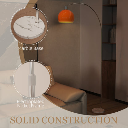 Floor Lamp for Living Room, Modern Standing Lamp with Shade & Foot Switch for Bedroom, Office, Orange