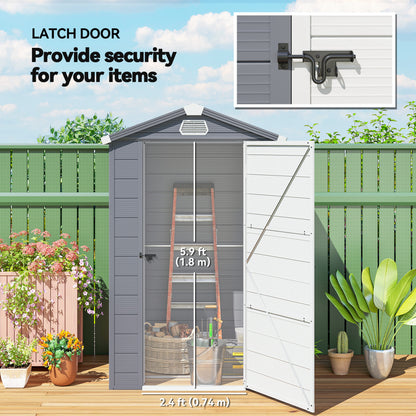 4.4ft x 3.3ft size Aluminium Frame and Plastic Wall Shed, with Foundation - Grey
