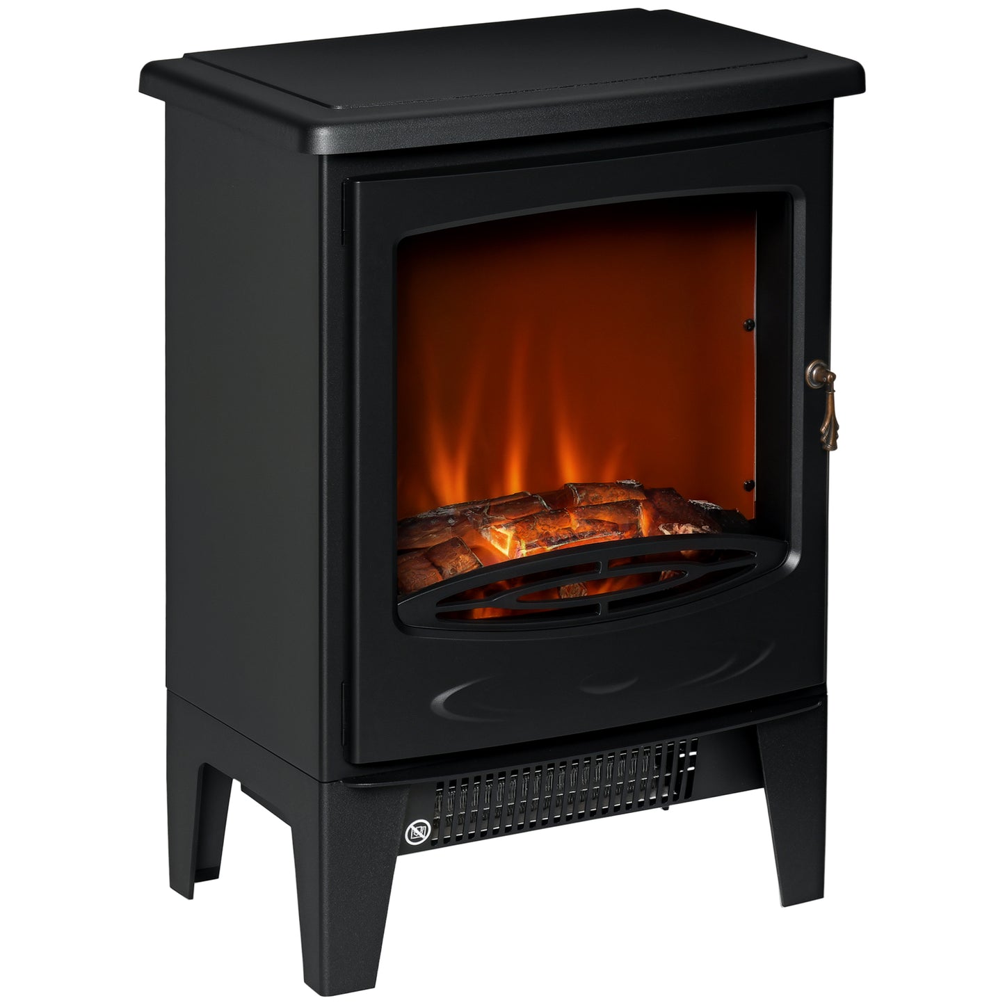 Electric Fireplace Stove, Free standing Fireplace Heater with Realistic LED Flame Effect and Adjustable Brightness