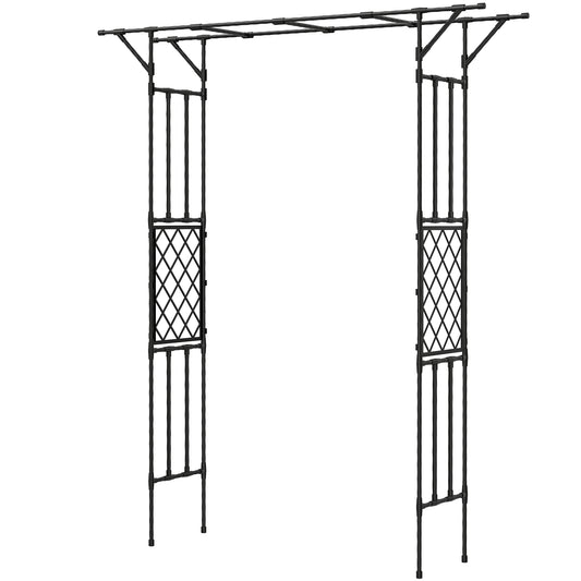 Garden Arch, PE-Coated Steel Arbour Trellis for Climbing Plants, Rose Arch, 180 x 40 x 215 cm, Black