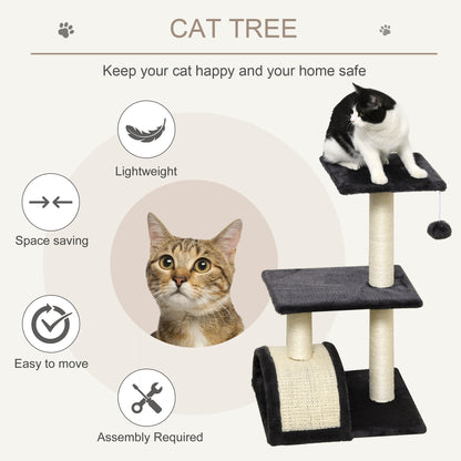 72cm Cat Tree with Scratching Post, Pad for Indoor Cats - Smoky Grey