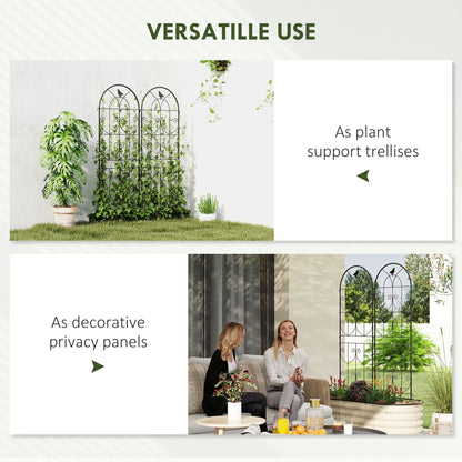 Set of 2 Garden Trellis, Metal Fence Panels for Climbing Outdoor Plants, Flowers, 150 x 50cm