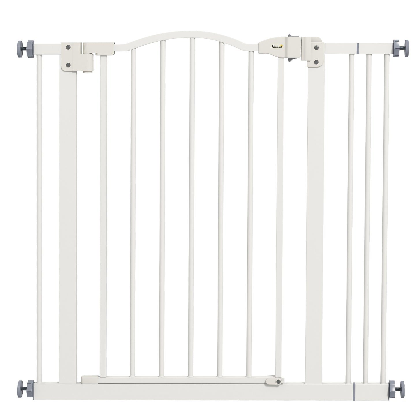 Metal 74-87cm Adjustable Pet Gate Safety Barrier w/ Auto-Close Door White