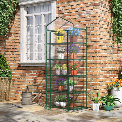 5 Tier Mini Greenhouse, Small Walk-in Greenhouse with Reinforced Plastic Cover