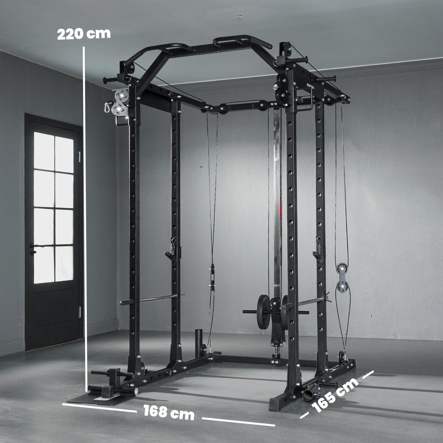 Lat Pull-Down Home Gym Machine with Cable Crossover for Home Strength Training, Black