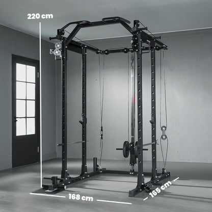 Lat Pull-Down Home Gym Machine with Cable Crossover for Home Strength Training, Black