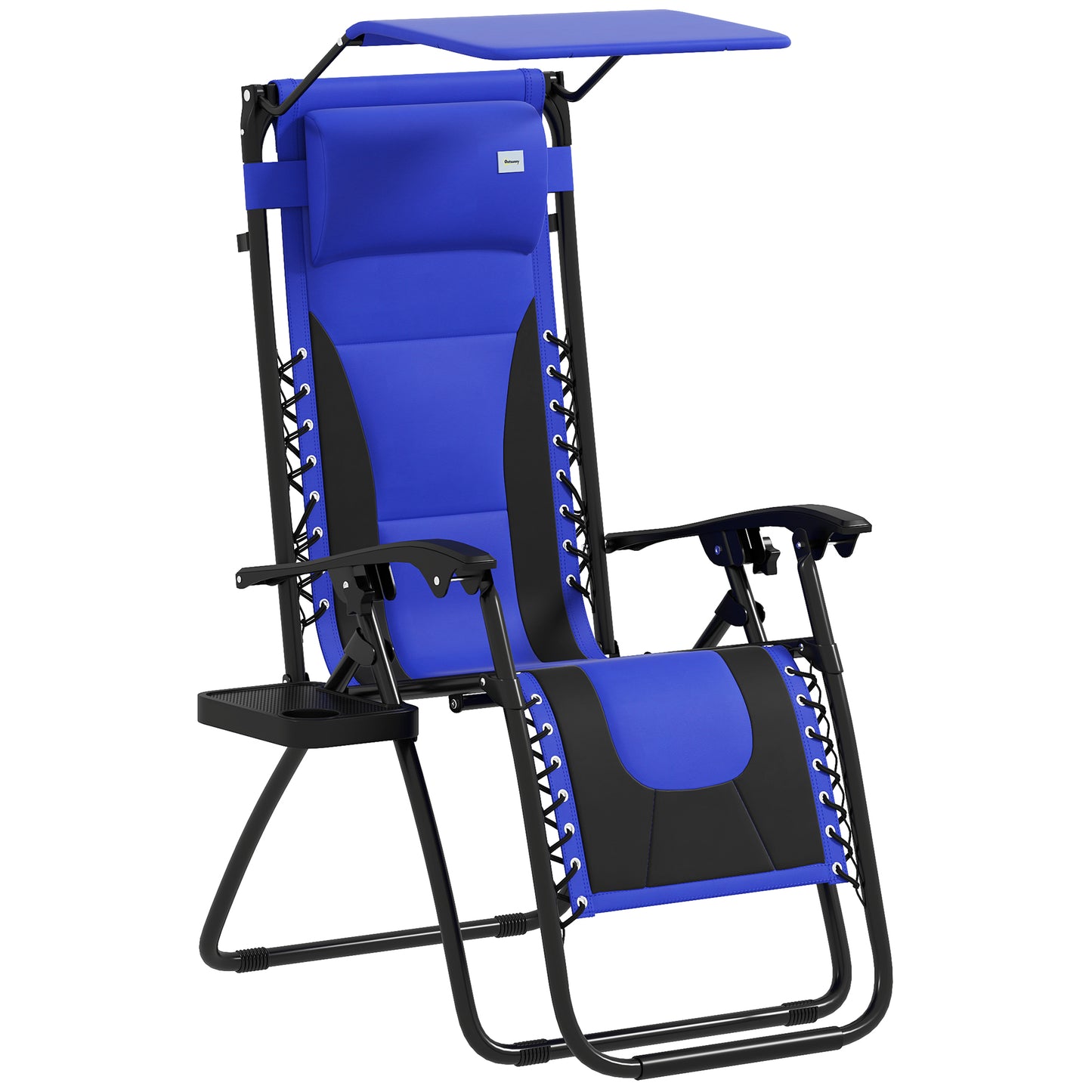 Zero Gravity Lounger Chair, Folding Reclining Patio Chair with Shade Cover, Padded Seat, Cup Holder