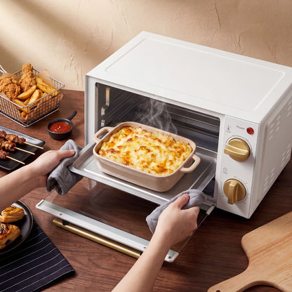 Mini Oven, 9L Countertop Electric Grill, Toaster Oven with Adjustable Temperature and Timer, 750W, White