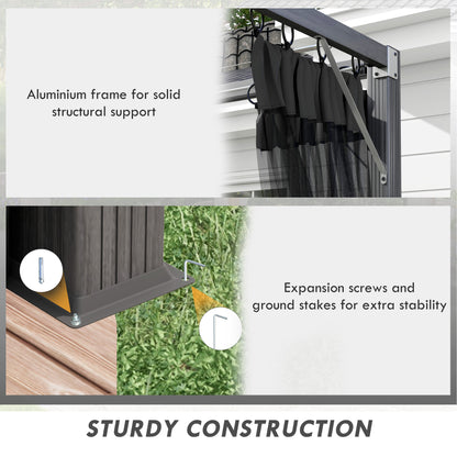 3 x 3m Aluminium Frame Pergola, with Retractable Roof - Dark Grey