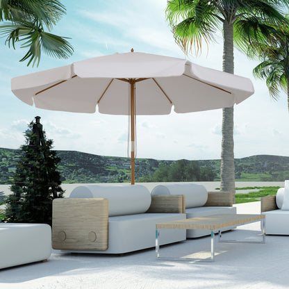 3.3m Elegant Wooden Parasol - Cream
