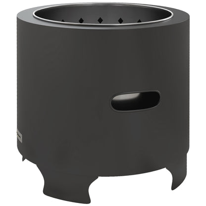 Smokeless Fire Pit, 45cm Portable Wood Burning Firepit, Round Metal Bonfire Stove with Poker for Garden, Camping, Black